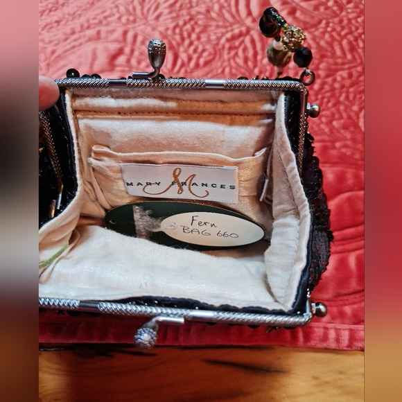 Mary Frances Clutch Beaded Shoulder Strap Sequins Crystals Suede RARE NWT - Picture 5 of 8